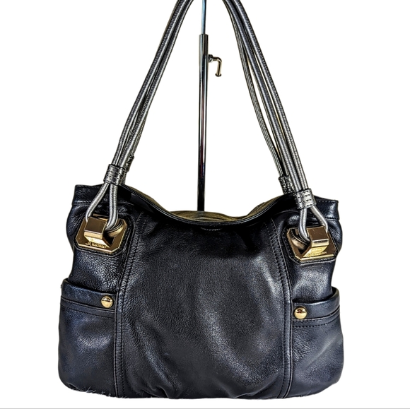 b. makowsky Bags B Makowsky Black Leather Fold Over Shoulder Bag Satchel Vintage Poshmark